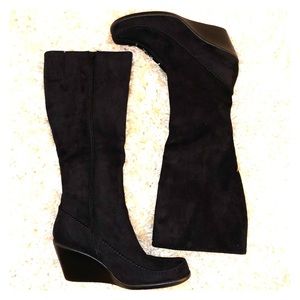 A2 by Aerosoles Tall Black Faux Suede Boots